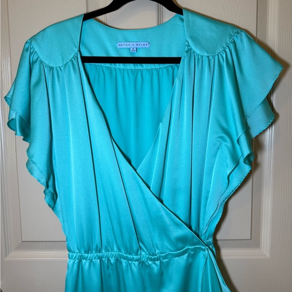 ANTONIO MELANI Turquoise Ruffle Mini Dress - Picture 3 of 5